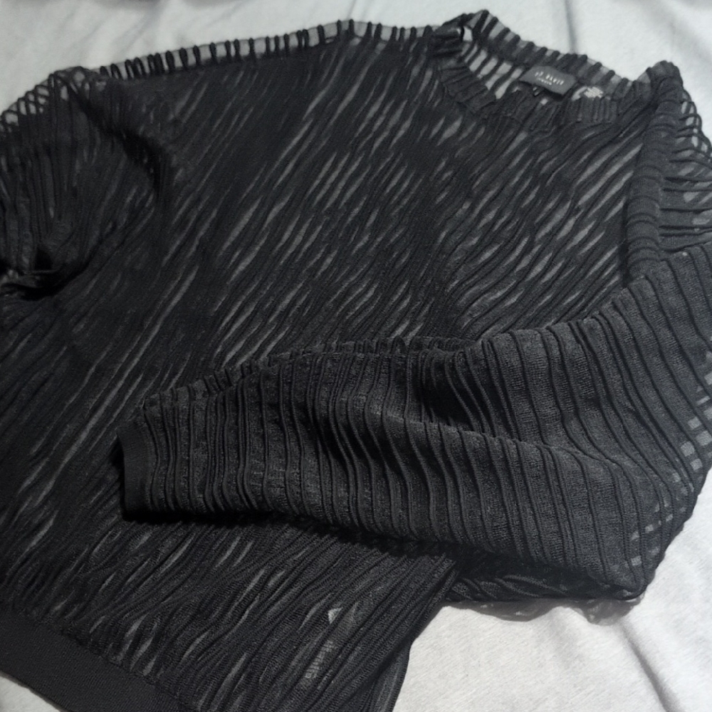 Ted Baker Black Textured Sheer Sweater